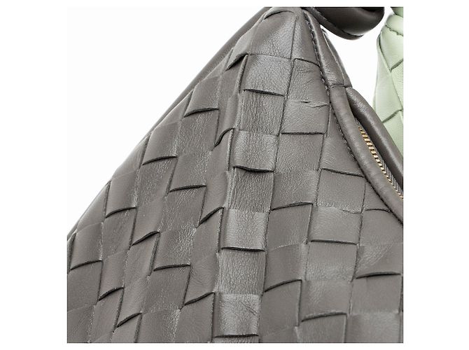 Borsa a Spalla Bottega Veneta Intrecciato Leather Bicolor Gemelli Large Verde - vista 10