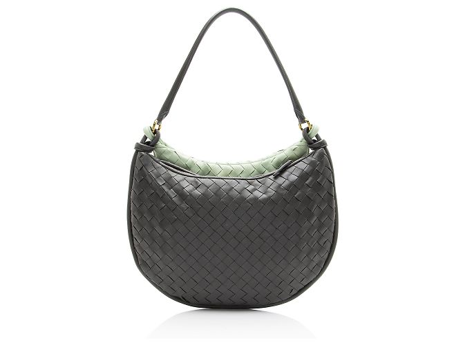 Borsa a Spalla Bottega Veneta Intrecciato Leather Bicolor Gemelli Large Verde - vista 3