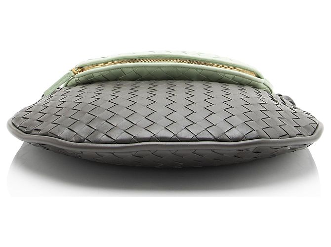 Borsa a Spalla Bottega Veneta Intrecciato Leather Bicolor Gemelli Large Verde - vista 4