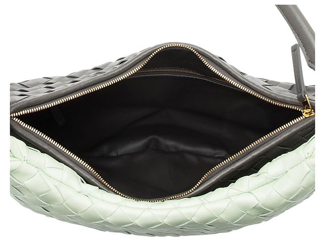 Borsa a Spalla Bottega Veneta Intrecciato Leather Bicolor Gemelli Large Verde - vista 6