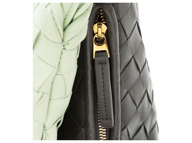 Borsa a Spalla Bottega Veneta Intrecciato Leather Bicolor Gemelli Large Verde - vista 9