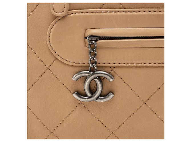 Gabrielle Borsa Hobo Chanel in pelle di vitello con cuciture e doppia zip Marrone - vista 10