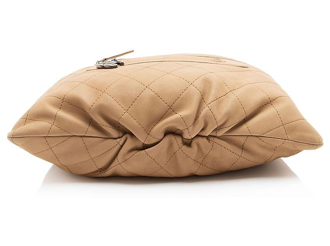 Gabrielle Borsa Hobo Chanel in pelle di vitello con cuciture e doppia zip Marrone - vista 4