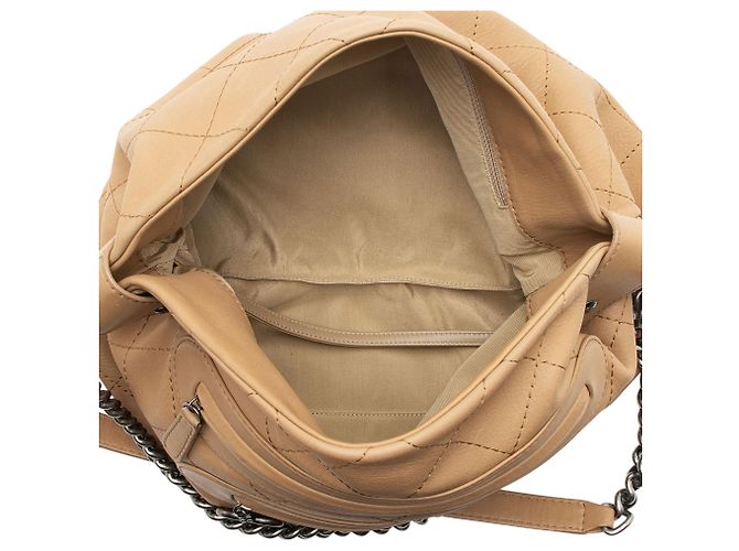 Gabrielle Borsa Hobo Chanel in pelle di vitello con cuciture e doppia zip Marrone - vista 7