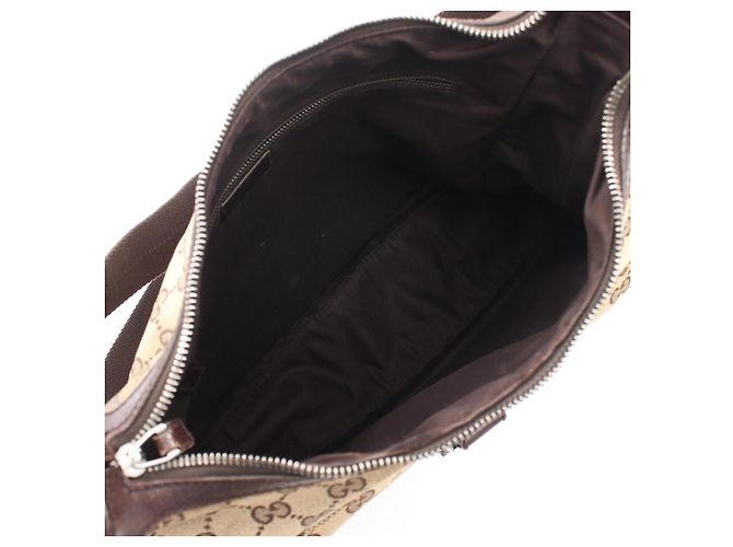 Bolsa de Ombro Gucci GG Canvas Marrom Bege - vista 3