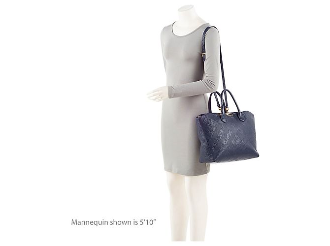 Burberry Embossed Leather Check Dewsbury Tote Blau - Ansicht 5