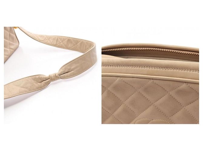 Bolso de hombro de cuero CHANEL Coco Mark Castaño Beige - vista 10
