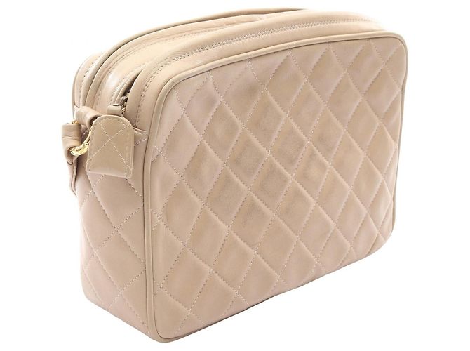 Bolso de hombro de cuero CHANEL Coco Mark Castaño Beige - vista 2