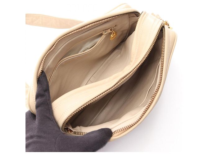 Bolso de hombro de cuero CHANEL Coco Mark Castaño Beige - vista 3