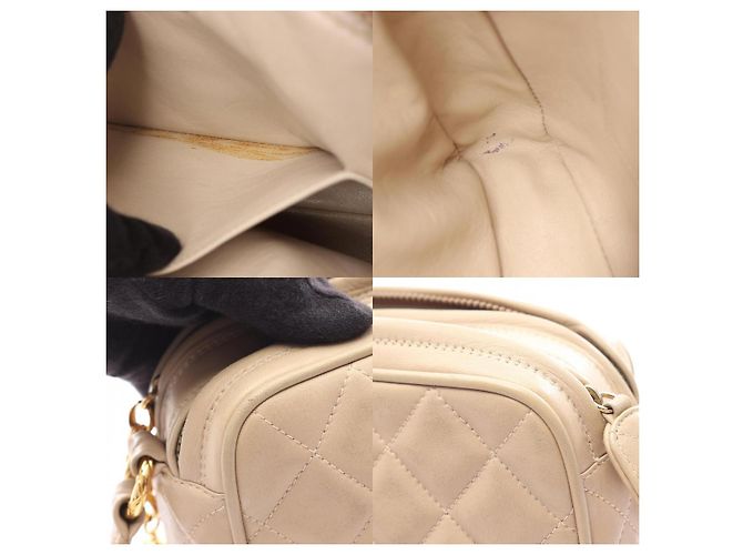 Bolso de hombro de cuero CHANEL Coco Mark Castaño Beige - vista 7