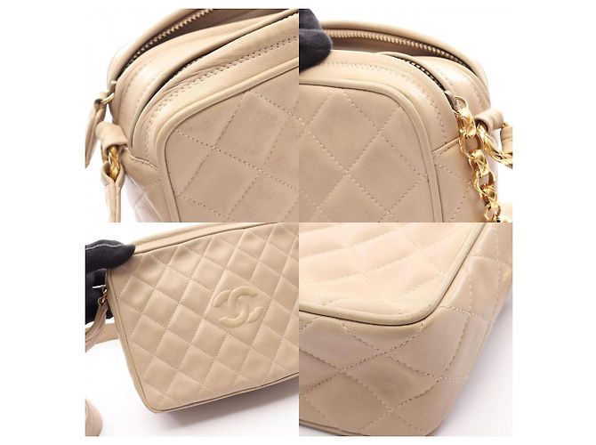 Bolso de hombro de cuero CHANEL Coco Mark Castaño Beige - vista 8