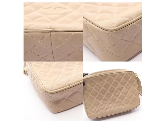 Bolso de hombro de cuero CHANEL Coco Mark Castaño Beige - vista 9