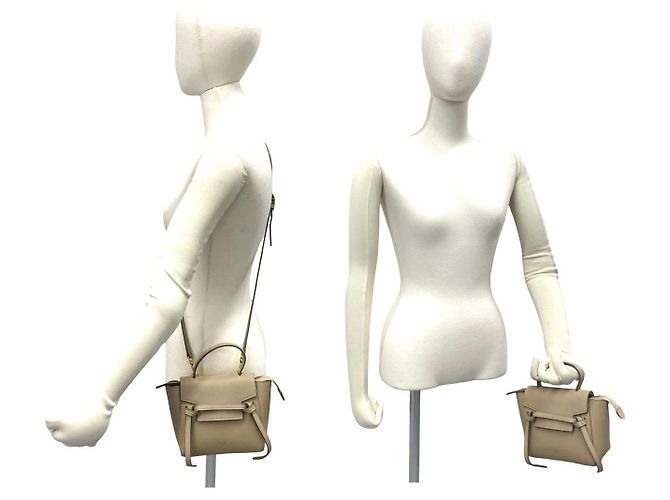 Céline Borsa CELINE Belt Bag in pelle 2way Marrone Beige - vista 3