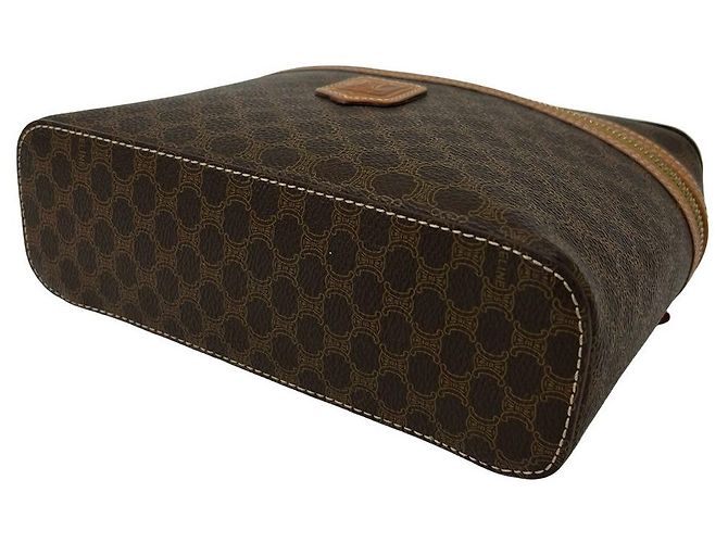 Céline Borsa a mano Celine Macadam Triomphe in PVC e pelle Metallico Bronzo - vista 9
