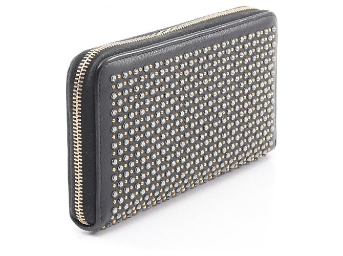 Portafoglio lungo con zip in pelle con logo Coco Mark in strass Chanel Nero - vista 2