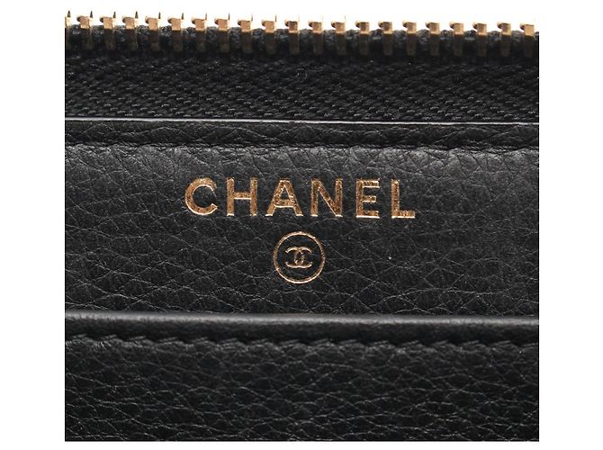 Portafoglio lungo con zip in pelle con logo Coco Mark in strass Chanel Nero - vista 4