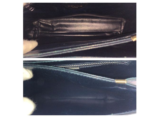 Céline Celine Vintage Leder Schultertasche Blau - Ansicht 9