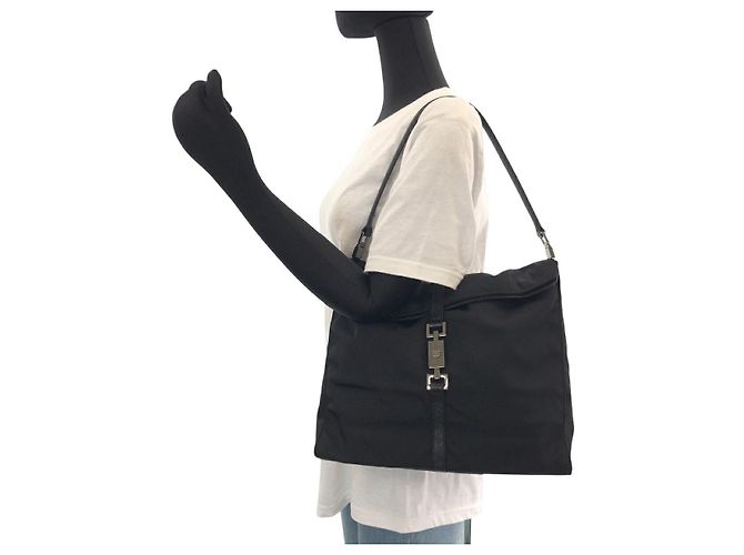 Gucci Jackie Nylon Schultertasche Schwarz - Ansicht 7