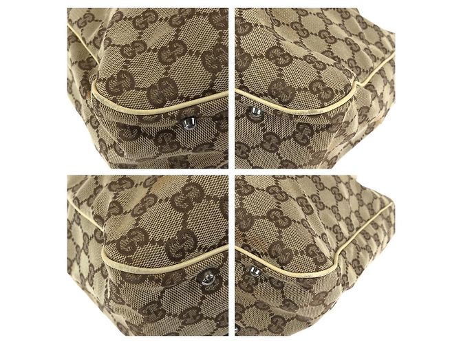Gucci GG Canvas Leder Tote Bag Braun Beige - Ansicht 3