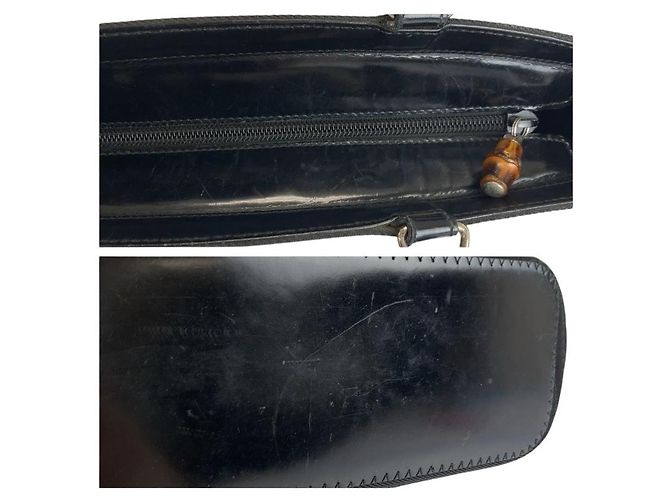 Bamboo Borsa Tote in Nylon e Bambù Gucci Nero - vista 5