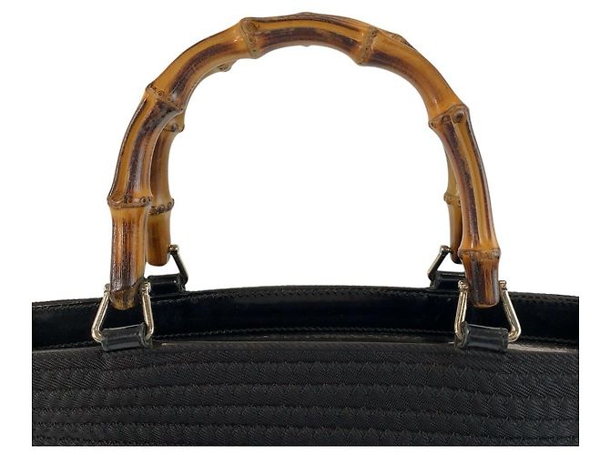 Bamboo Borsa Tote in Nylon e Bambù Gucci Nero - vista 8