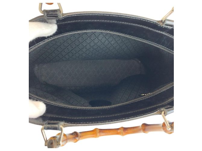 Bamboo Borsa Tote in Nylon e Bambù Gucci Nero - vista 9