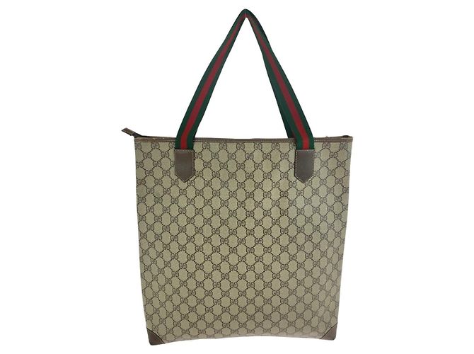 Gucci GG Supreme Canvas Leder Schulter-Tote Bag Braun Beige - Ansicht 2
