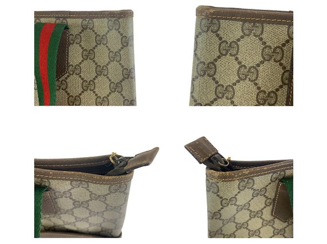 Gucci GG Supreme Canvas Leder Schulter-Tote Bag Braun Beige - Ansicht 6