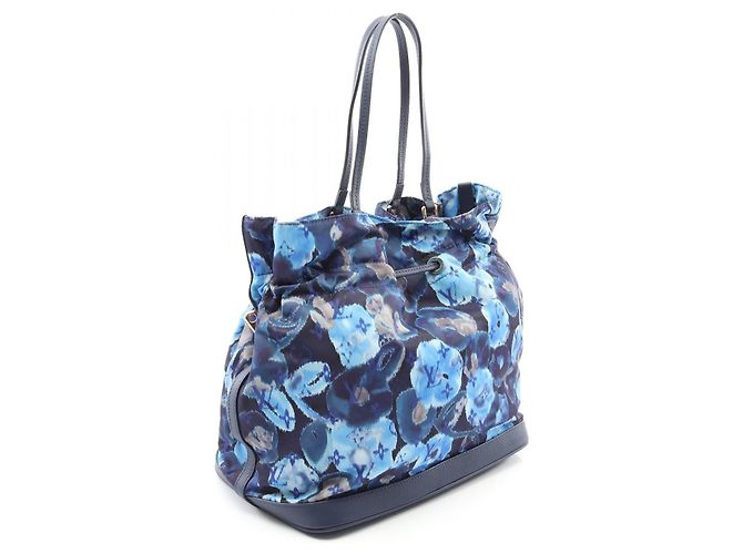 2way Tote Bag Louis Vuitton NoeFurrure MM Cut Flower Gran Bleu Nylon und Leder Blau - Ansicht 2
