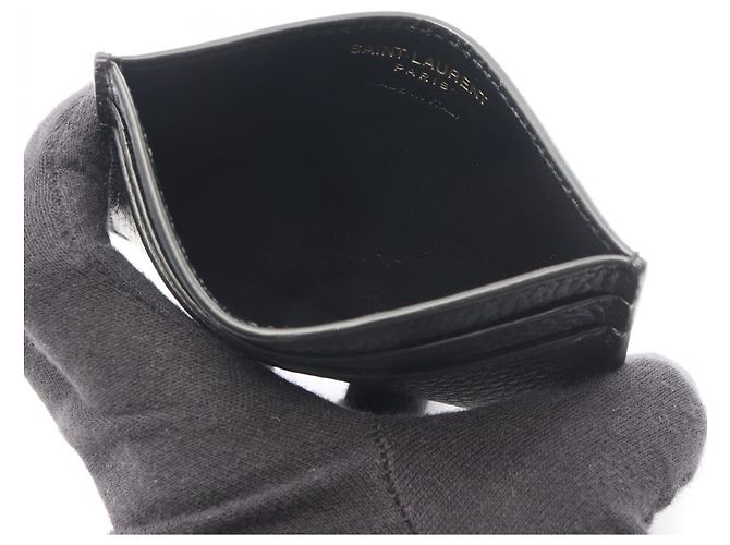 Yves Saint Laurent Tiny Cassandra Leder-Kartenetui von Saint Laurent Paris Schwarz - Ansicht 3