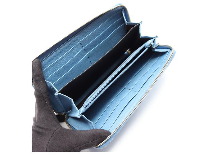 Portafoglio lungo in pelle Bamboo Gucci Blu - vista 3