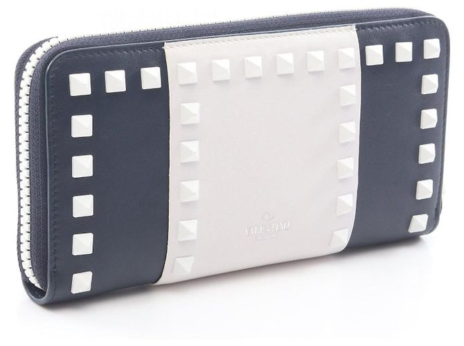 Portafoglio lungo in pelle Rockstud Valentino Garavani Blu - vista 2