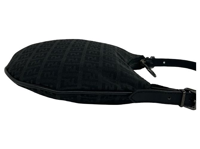 Borsa a tracolla Fendi Zucchino in tela e pelle Nero - vista 7