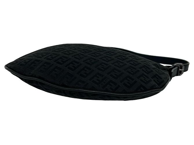 Borsa a tracolla Fendi Zucchino in tela e pelle Nero - vista 9