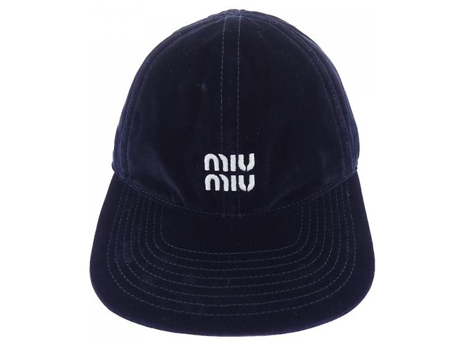 Cappellino in velluto Miu Miu Blu - vista 2