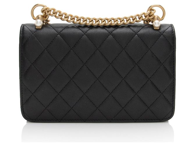 Portafoglio con catena Chanel Lambskin Twist Your Buttons Nero - vista 3