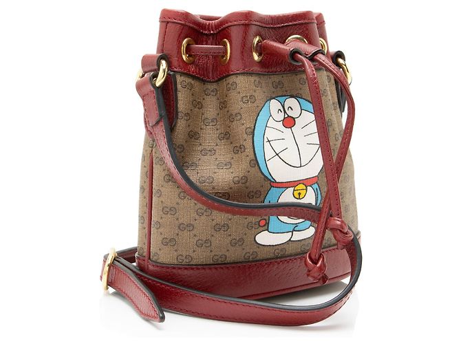 Mini borsa a secchiello in tela Micro GG Gucci x Doraemon Marrone - vista 2