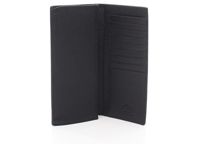 TOD'S Vertical Wallet Leather Long Wallet Black - view 3
