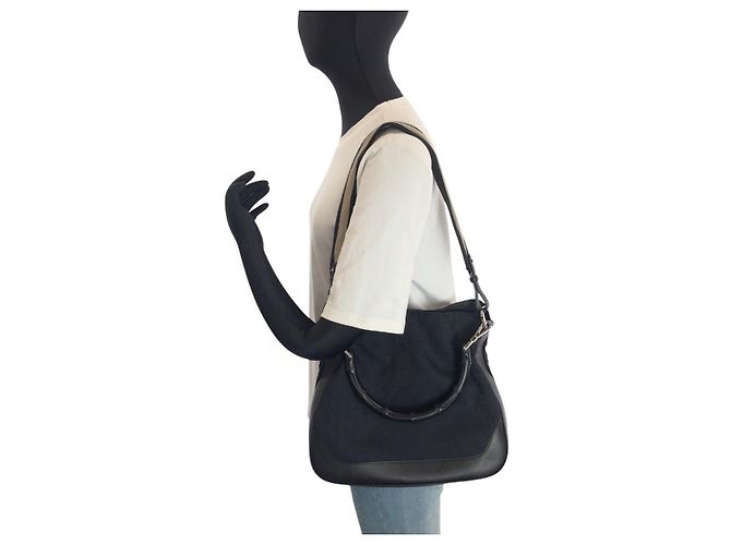 Borsa 2way in tela GG e pelle Gucci Nero - vista 7