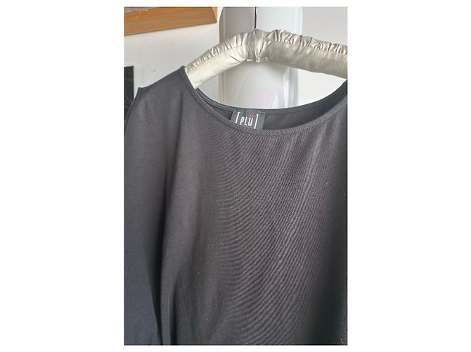 Autre Marque T-shirt nera a maniche corte PLU con anagramma a pois bianchi - vista 3