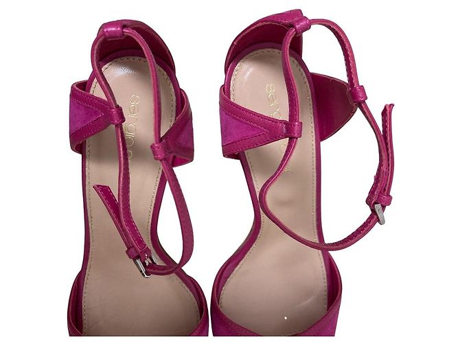 Autre Marque Sergio Rossi Wildleder-Sandaletten mit Absatz Pink - Ansicht 12