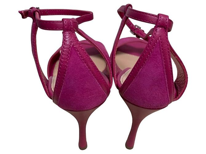 Autre Marque Sergio Rossi Wildleder-Sandaletten mit Absatz Pink - Ansicht 4