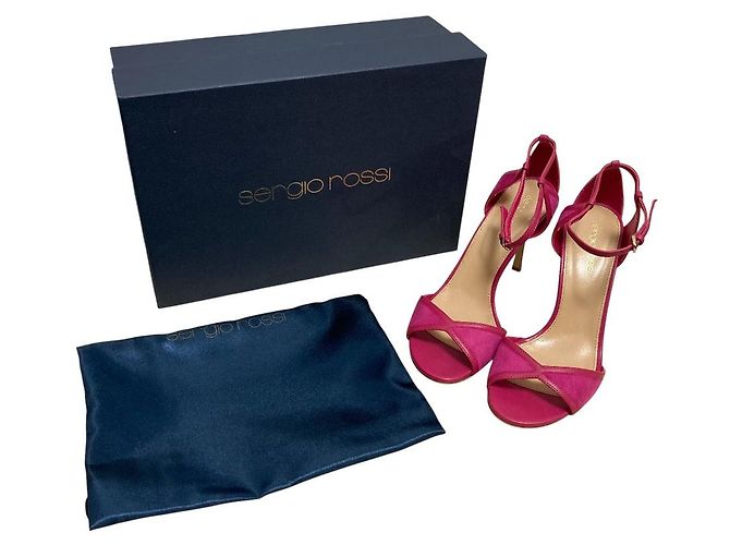 Autre Marque Sergio Rossi Wildleder-Sandaletten mit Absatz Pink - Ansicht 9