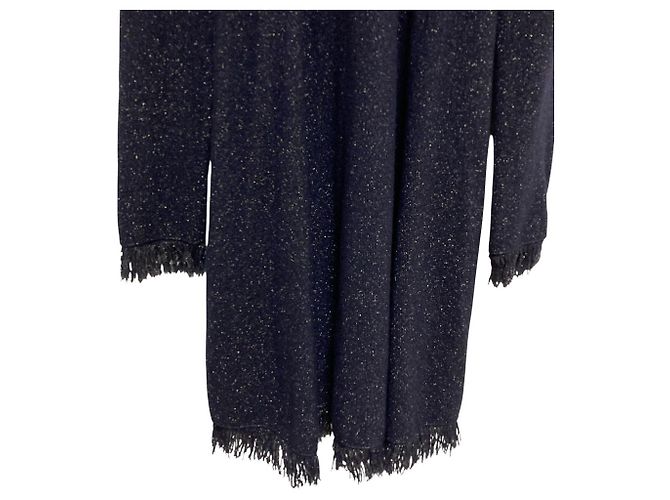 Autre Marque Fransenkleid Drawer Lame Milano Blau Marineblau - Ansicht 3