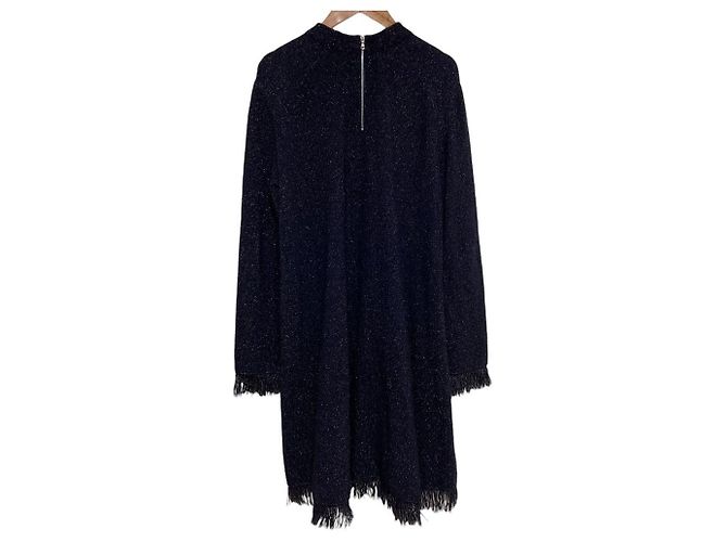 Autre Marque Fransenkleid Drawer Lame Milano Blau Marineblau - Ansicht 4