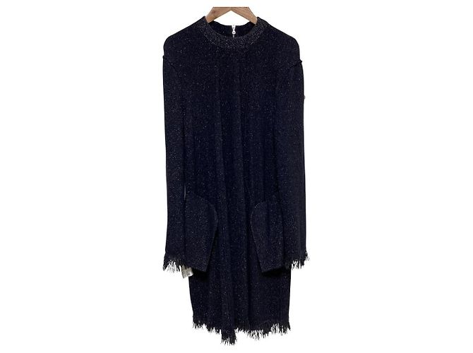 Autre Marque Fransenkleid Drawer Lame Milano Blau Marineblau - Ansicht 6