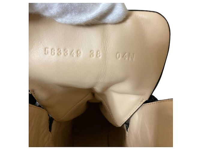 Gucci GG Shearling Wollknöchelstiefel Schwarz Mehrfarben Beige - Ansicht 10