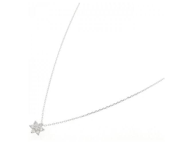 Autre Marque Collana a Fiore con Diamanti in Oro Bianco Au750 Argento - vista 2