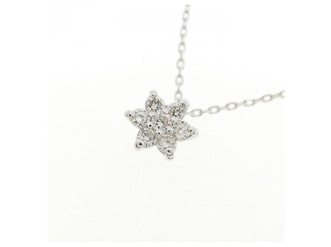 Autre Marque Collana a Fiore con Diamanti in Oro Bianco Au750 Argento - vista 3
