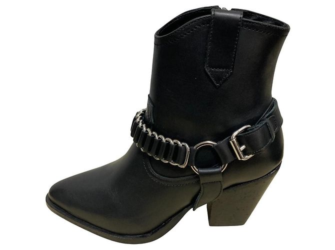 Autre Marque All Saints Lederstiefel Schwarz - Ansicht 3